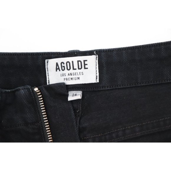 agolde womens 24 niko exposed zipper‎ black jeans high rise denim skinny cotton - Picture 7 of 9